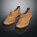 Brown Suede Lace Up Shoes with Contrast Stitching and Leather Sole in Casual Style