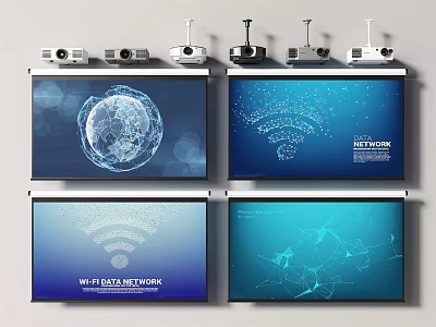 Projection Monitoring System With High Definition Projectors Security Cameras And Network Displays 3d model