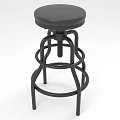 Black Adjustable Bar Stool With Round Padded Seat And Spiral Metal Frame