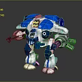 Blue And White Mechanical Robot Game Movie Character Featuring Armored Design And Mechanical Arms