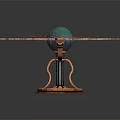 Ornate Metallic Gear Structure With Central Blue Sphere And Intricate Details