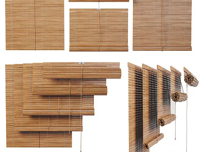 Bamboo Blinds Various Designs And Positions For Home Window Treatments 3d model