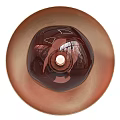 Elegant Copper Wall Lamp With Brown Glass Shade And Modern Circular Design