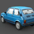 Blue Vintage Two Door Car With Black Accent Stripes And Silver Wheels