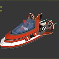Futuristic Red And White Spaceship Design With Blue Cockpit And Streamlined Structure 3d model