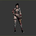 Fantasy Female Warrior Game Character With Detailed Armor And Dynamic Pose