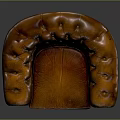 Classic Brown Leather Single Seater Sofa With Tufted Design Rolled Arms And Wooden Legs