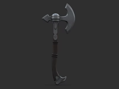 Medieval Battle Axe Weapon With Metal Blade And Wooden Handle 3d model