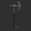 Medieval Battle Axe Weapon With Metal Blade And Wooden Handle