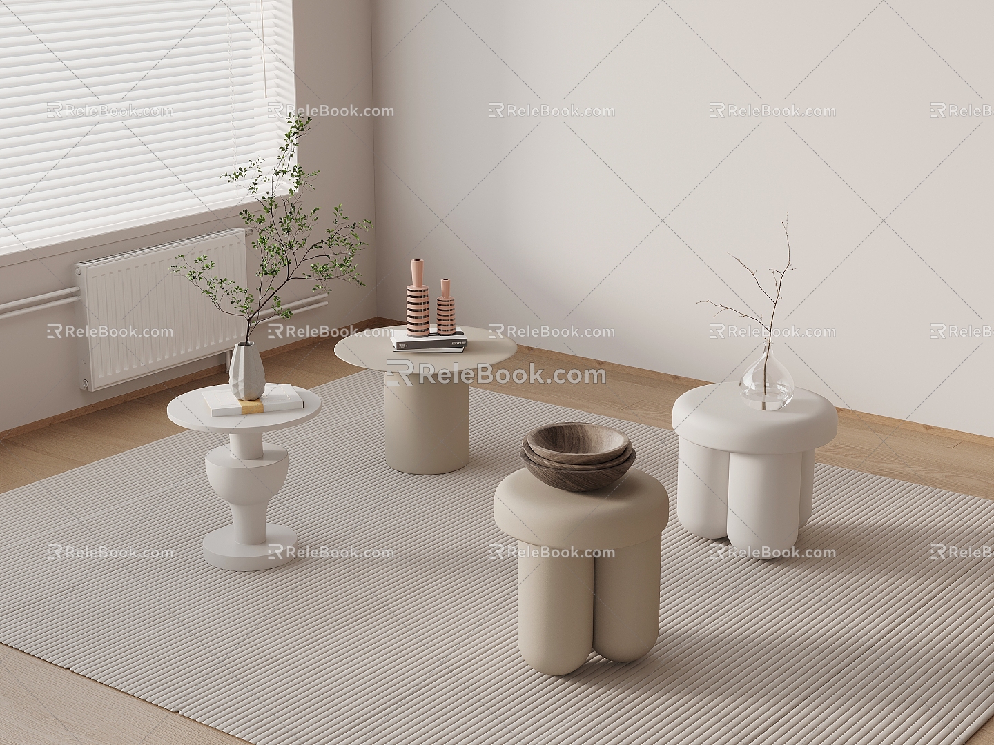 Cream wind coffee table side table 3d model