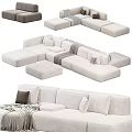 Modern Modular Sofa Set With Sectional Design Gray White Cushions And Blanket 3d model