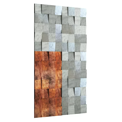 Modern Wall Design With Gray And Brown Stone Tiles Pattern Decor 3d model