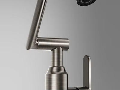 Modern Stainless Steel Kitchen Faucet With Curved Spout And Brushed Finish 3d model