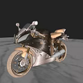 Sleek Golden And Black Sporty Motorcycle With Shiny Body And Wheels