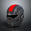 Futuristic Black Red Stripe Helmet With Carbon Fiber Design And Sleek Headset Style Side Parts