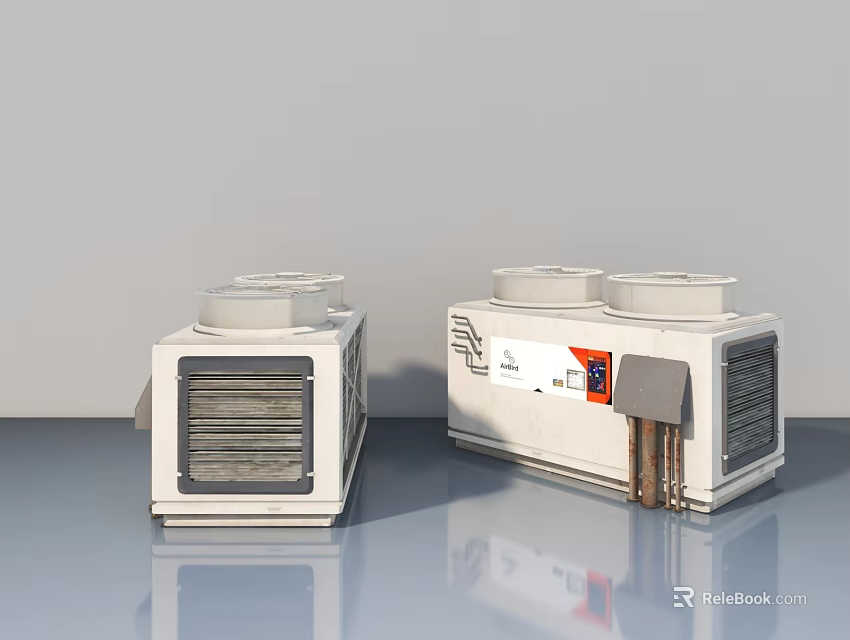 White Industrial Swing Door Equipment With Ventilation Grilles And Top Vents 3d model 