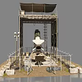 Rocket Launch Structure With Platform Ladder Fence And Covered Top 3d model
