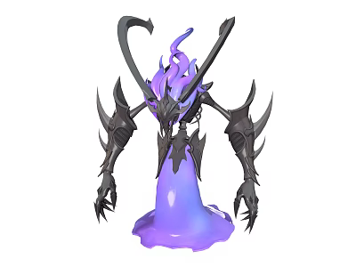 Dark Fantasy Role With Mythical Creature Purple Liquid Base And Spiked Tentacles 3d model