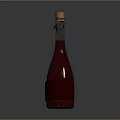 Green Glass Bottle With Cork Stopper And Decorative Patterns On Dark Background