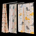 Cute Daily Use Curtains With Cartoon Whale Star Fruit Patterns In Orange And White Colors