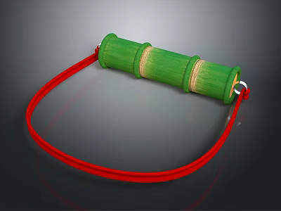 Green Bamboo Cylinder Daily Life Product With Red String For Home Use 3d model
