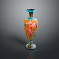 Artistic Sculpture Carving Vase Featuring Colorful Floral Patterns And Detailed Design