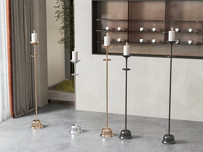 Modern Floor Standing Candle Lamps In Gold Silver Black Metal For Home Interior Decor 3d model