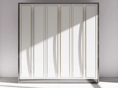 Modern Minimalist Wardrobe With White Sliding Doors And Metal Frame Interior Design 3d model