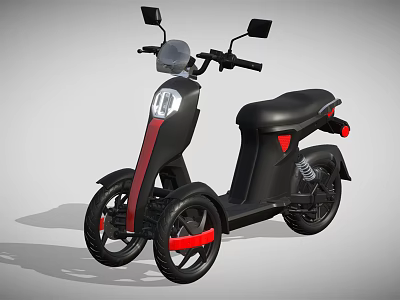 Modern Three Wheeled Motorcycle With Black Body And Red Accents Design 3d model