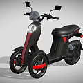 Modern Three Wheeled Motorcycle With Black Body And Red Accents Design