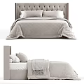 Modern Double Bed With Tufted Headboard Quilted Bedspread And Decorative Pillows