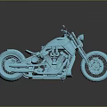 Blue Custom Motorcycle With Shiny Body Reflective Surface And Classic Design 3d model