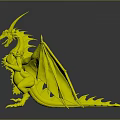 Purple Fantasy Dragon Character With Orange Horns Sharp Claws And Purple Wings