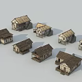 Traditional Detached Houses With Wooden Structure And Various Architectural Designs