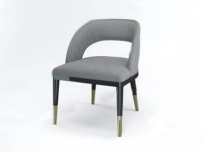 Gray Accent Chair with Curved Open Back and Black Legs with Gold Feet 3d model