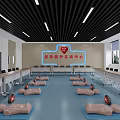 Modern Medical Training Room With Rows Of Chairs Long Tables And Mannequins