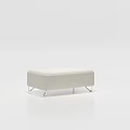 Light Colored Leather Ottoman With Modern Minimalist Design And Metal Legs