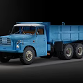Blue Vintage Six Wheel Truck With Open Bed For Utility Transportation