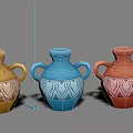 Assorted Color Ceramic Vases With Geometric Patterns For Home Decor