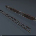 Two Rusted Metal Truss Frames With Rectangular Sections On Gray Surface