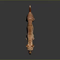 Thylacine 3D Model Light Brown Body Dark Stripes Standing On Black Reflective Background