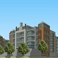 Modern Multi Story Apartment Complex Exterior Design With Swimming Pool And Trees