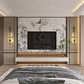 Modern Bedroom Interior Design With Bed Bedside Tables Round Decor And Wardrobe Rug Bench