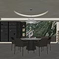 Modern Dining Room Interior Design With Round Table Grey Chairs And Pendant Light 3d model