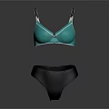 Comfortable Stylish Green Bra and Black Panties Women Fashion Underwear Set