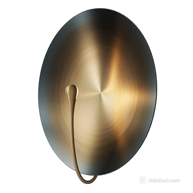 Sleek Modern Brass Wall Lamp With Circular Brushed Metal Surface Design 3d model 