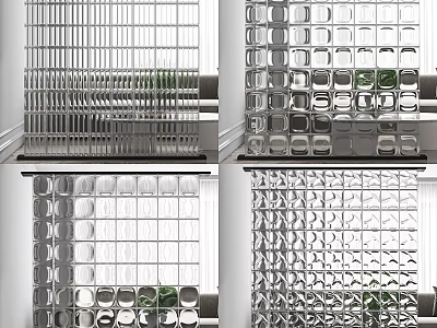 Transparent Glass Room Dividers With Various Grid Patterns And Decorative Designs For Interior Space Separation 3d model