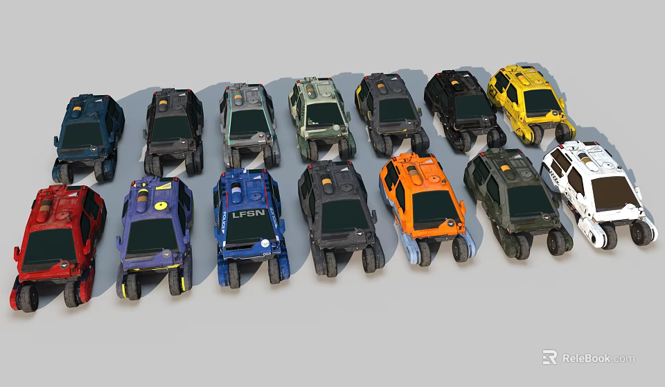 Colorful Space Exploration Toy Rovers In Various Colors And Designs 3d model 