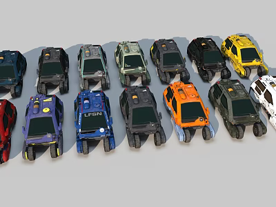 Colorful Space Exploration Toy Rovers In Various Colors And Designs 3d model