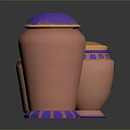 Three Decorative Sculpted Pink Vases With Red Blue Purple Top And Base Design Details